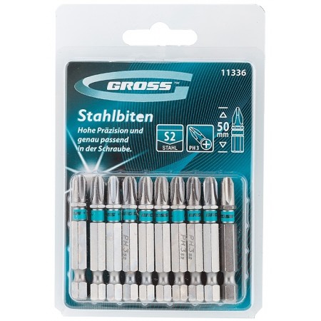 Комплект битове PH3 х 50 mm, 10 бр. GROSS 11336