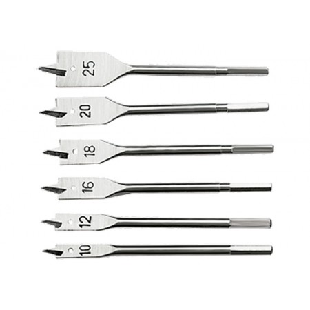 К-т свредла за дърво плоски, 6 бр. 6-стенна опашка SPARTA 704055